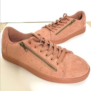 Just fab dusty pink suede sneakers
